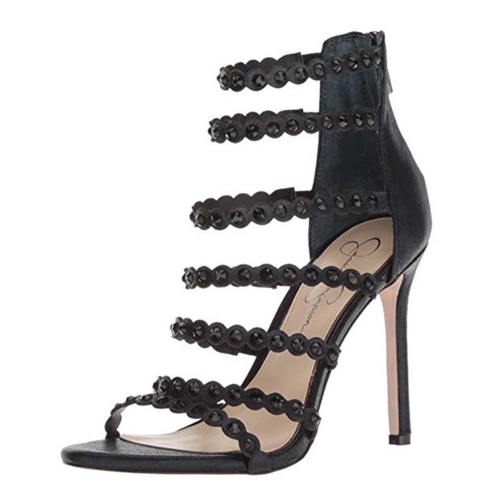 Jessica Simpson Black Shimmer Sand Jezalynn Heel